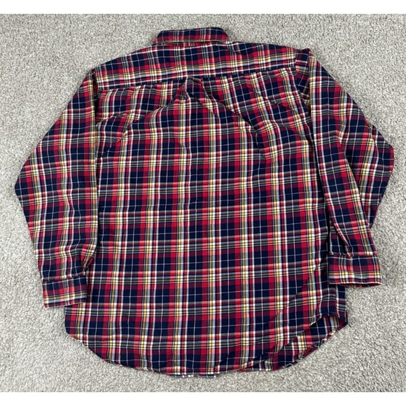 Brooks Brothers Shirt Men Large Red Blue Plaid Long Sleeve Button Up Regular Fit - Picture 9 of 10